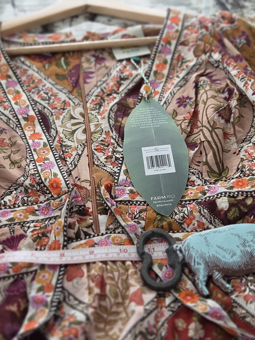 FARM Rio Floral Blouse in Teal, Yellow, Red - Picture 10 of 16